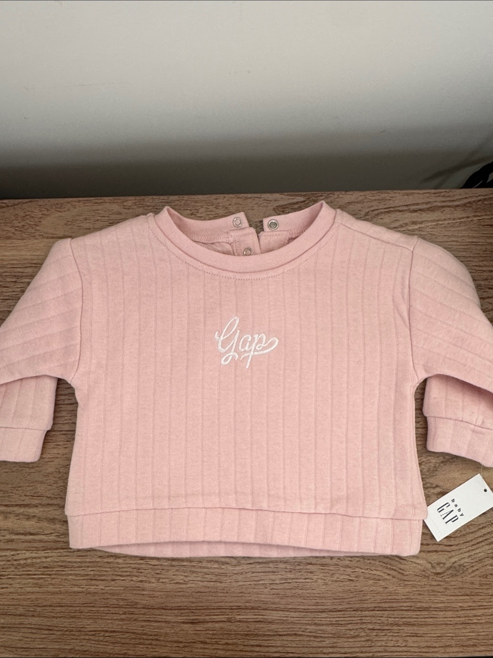 GAP Light Pink Ribbed Pullover Sweatshirt
